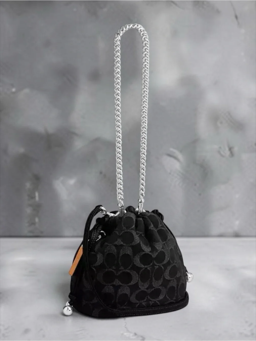 Coach Faye Mini Drawstring Bag, CCZ45, Black Denim, NWT